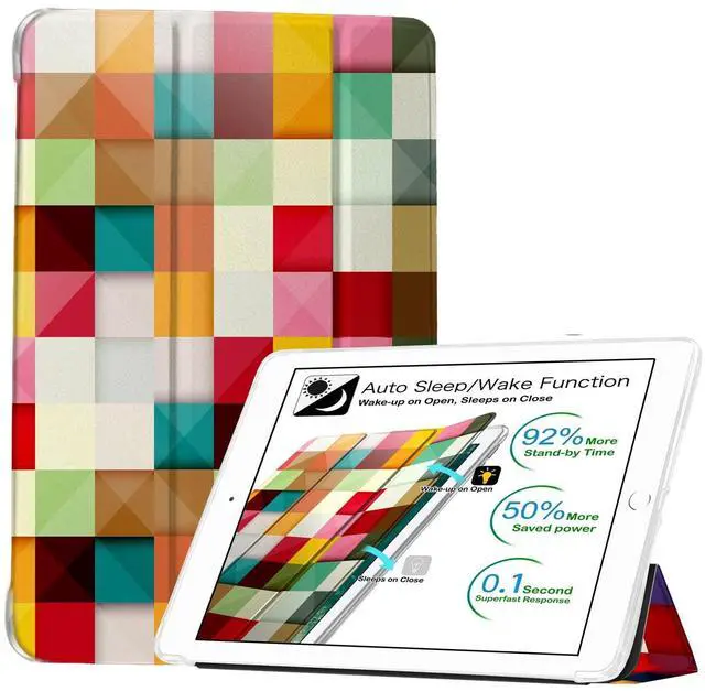 Main image of DuraSafe Cases for iPad Mini 6 8.3 Inch 2021 [ Mini 6th Gen ] A2567 A2568 A2569 Printed Smart Trifold Lightweight Soft Silicone Transparent Front & Back Cover - Color Grid