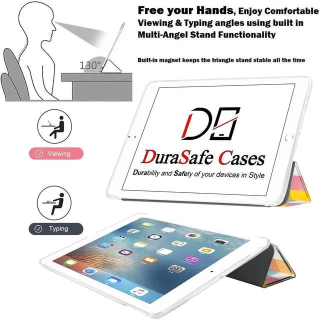 Alt view image 4 of 5 - DuraSafe Cases for iPad Mini 6 8.3 Inch 2021 [ Mini 6th Gen ] A2567 A2568 A2569 Printed Smart Trifold Lightweight Soft Silicone Transparent Front & Back Cover - Color Grid