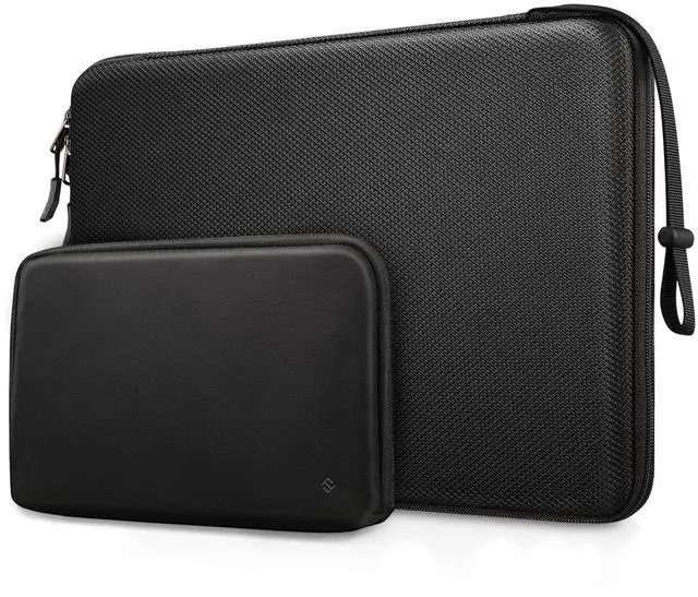 Main image of FINPAC Hard Laptop Sleeve with Accessory Pouch Compatible with 13 inch MacBook Air M4 2025 M3 2024, 14 inch MacBook Pro M4/M3/M2, Surface Laptop Waterproof Case, Black