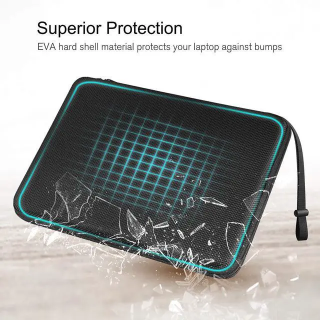 Alt view image 4 of 5 - FINPAC Hard Laptop Sleeve with Accessory Pouch Compatible with 13 inch MacBook Air M4 2025 M3 2024, 14 inch MacBook Pro M4/M3/M2, Surface Laptop Waterproof Case, Black