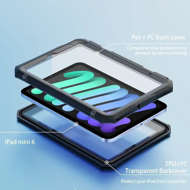 Alt view image 2 of 5 - FONREST IP68 Waterproof Case Compatible with iPad Mini (A17 Pro 7th Gen) 8.3'' 2024/ Mini 6 w/Pencil Holder Kickstand Shock-Dust-Proof Full-Sealing Cover Compatible with Magic Keyboard A2993 A2995