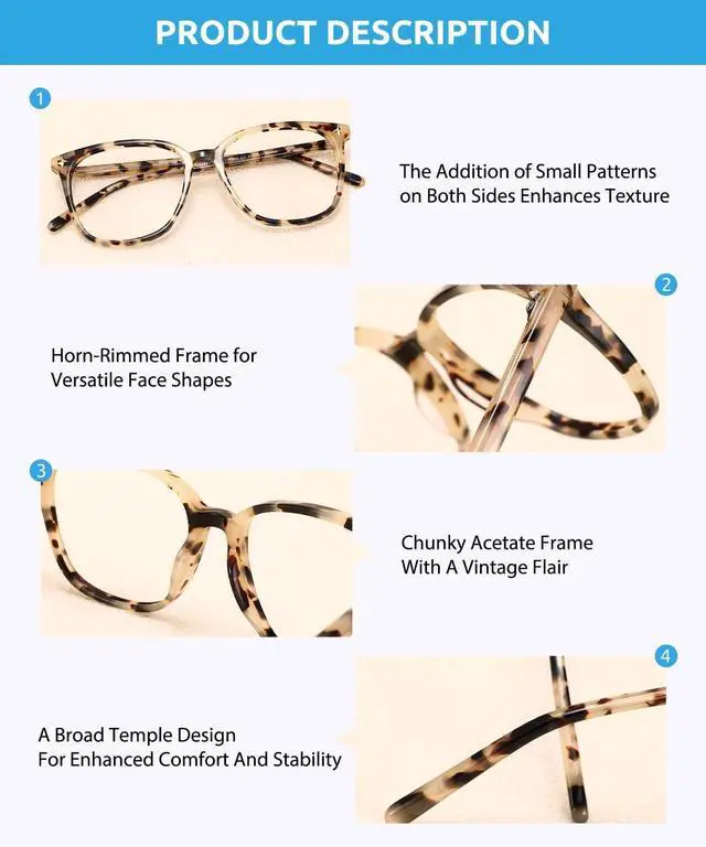 Alt view image 4 of 5 - Firmoo Blue Light Glasses for Women, Stylish Lightweight Metal Blue Light Blocking Glasses for Computer, TV,Pattern,Judy162