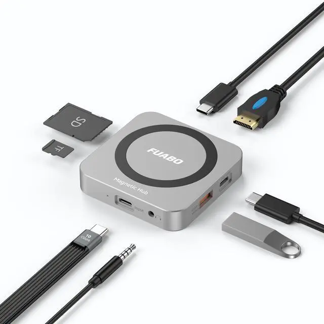 Alt view image 2 of 5 - Magnetic M.2 NVMe SSD Enclosure & USB C Docking Station for iPhone MagSafe Portable SSD case, Magnetic External SSD &USB HUB 4K@60Hz HDMI, 10Gbps 100W PD Charging Compatible with iPhone 16