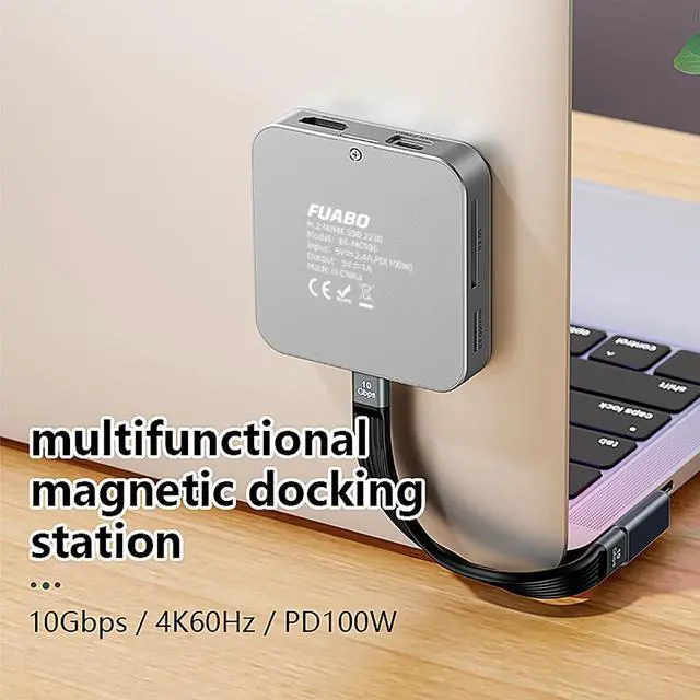 Alt view image 4 of 5 - Magnetic M.2 NVMe SSD Enclosure & USB C Docking Station for iPhone MagSafe Portable SSD case, Magnetic External SSD &USB HUB 4K@60Hz HDMI, 10Gbps 100W PD Charging Compatible with iPhone 16