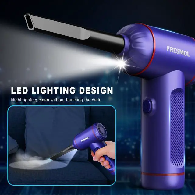 Alt view image 4 of 5 - Compressed Air Duster,3 Gear Adjustable 100000RPM Electric Air Duster, Rechargeable Cordless Air Blower with LED Light for Computer Keyboard Electric Devices Cleaning. Replaces Compressed Air Cans
