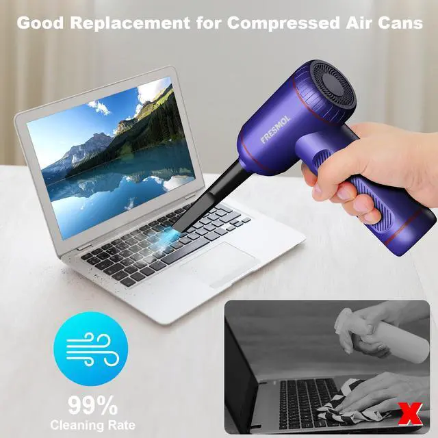 Alt view image 5 of 5 - Compressed Air Duster,3 Gear Adjustable 100000RPM Electric Air Duster, Rechargeable Cordless Air Blower with LED Light for Computer Keyboard Electric Devices Cleaning. Replaces Compressed Air Cans