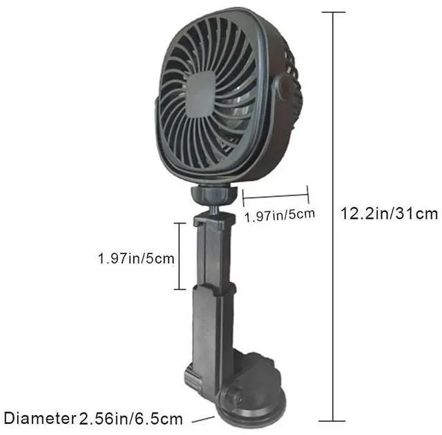 Alt view image 5 of 5 - Gazaar USB Car Fan with Suction Cup, USB Rechargeable Wall Fan, USB Fan with 360 Degree Rotation