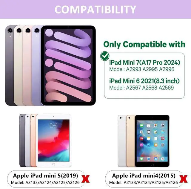 Alt view image 2 of 5 - FUWANG Touchpad Keyboard Case for iPad Mini 7 (A17 Pro 2024) & Mini 6th Generation 8.3 inch 2021-360deg Rotate Trackpad 7 Color Backlit with Pencil Holder Keyboard Case for iPad Mini 7/6th Gen, Purple