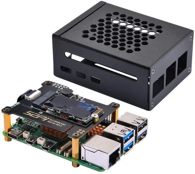 Main image of GeeekPi Metal Case with N05 PCIe M.2 Key-M NVMe SSD PCIe Peripheral Board for Raspberry Pi 5, Support M.2 NVMe SSD 2230 2242