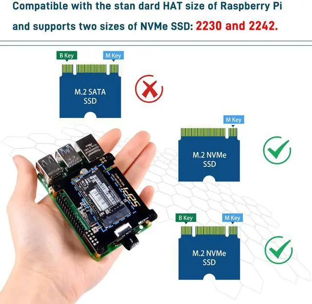 Alt view image 5 of 5 - GeeekPi Metal Case with N05 PCIe M.2 Key-M NVMe SSD PCIe Peripheral Board for Raspberry Pi 5, Support M.2 NVMe SSD 2230 2242