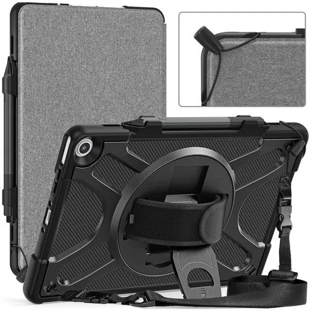 Main image of GooodiDEAR for  Fire Max 11 Case (13th Gen 2023), Rugged Multi-Angle Kickstand, Heavy Duty Shockproof TPU Protection, Adjustable Hand Strap, Stylus Holder, Shoulder Strap, Elastic Band - Black