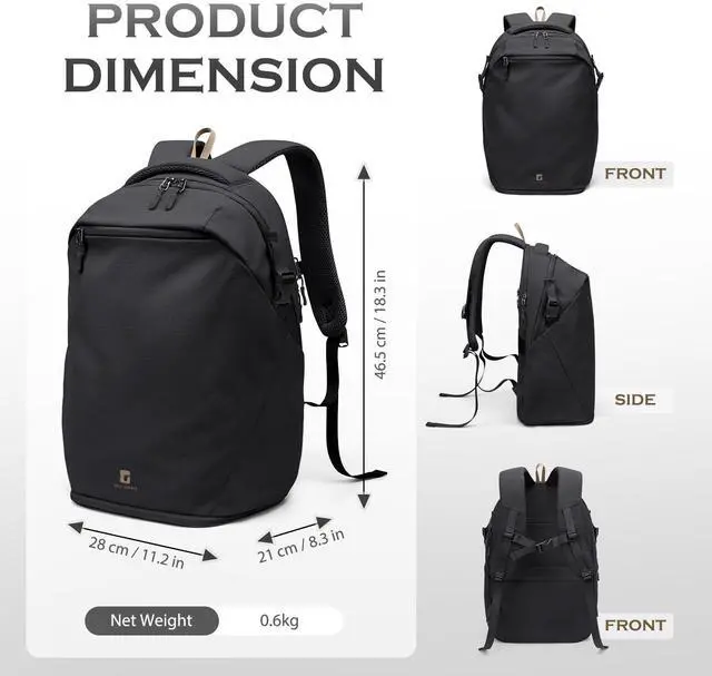 Alt view image 4 of 5 - GOLF SUPAGS Basic Multipurpose Casual Backpack Laptop Compartment Water Resistant for Travel Hiking Sport Work Daypack Bag (Black)