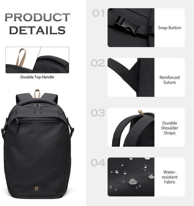 Alt view image 2 of 5 - GOLF SUPAGS Basic Multipurpose Casual Backpack Laptop Compartment Water Resistant for Travel Hiking Sport Work Daypack Bag (Black)