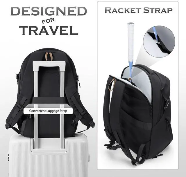 Alt view image 5 of 5 - GOLF SUPAGS Basic Multipurpose Casual Backpack Laptop Compartment Water Resistant for Travel Hiking Sport Work Daypack Bag (Black)