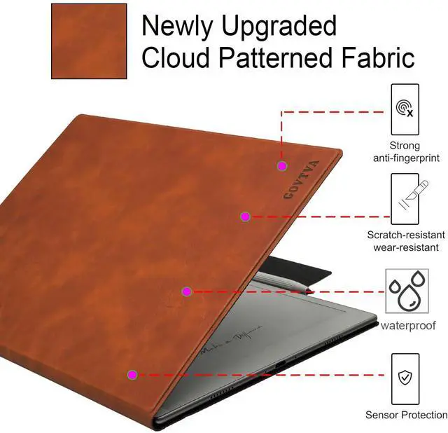 Alt view image 3 of 5 - GOVTVA Magnetic Case for Onyx Boox Go 10.3 ePaper 2024 Released Ultra-Thin Lightweight Leather Cover with Magnetic Pen Buckle, Auto Sleep/Wake & Magnetic Closure (Brown)