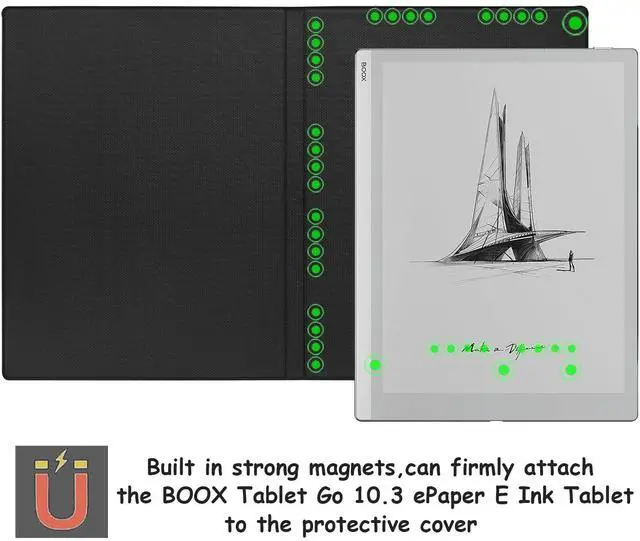 Alt view image 2 of 5 - GOVTVA Magnetic Case for Onyx Boox Go 10.3 ePaper 2024 Released Ultra-Thin Lightweight Leather Cover with Magnetic Pen Buckle, Auto Sleep/Wake & Magnetic Closure (Brown)