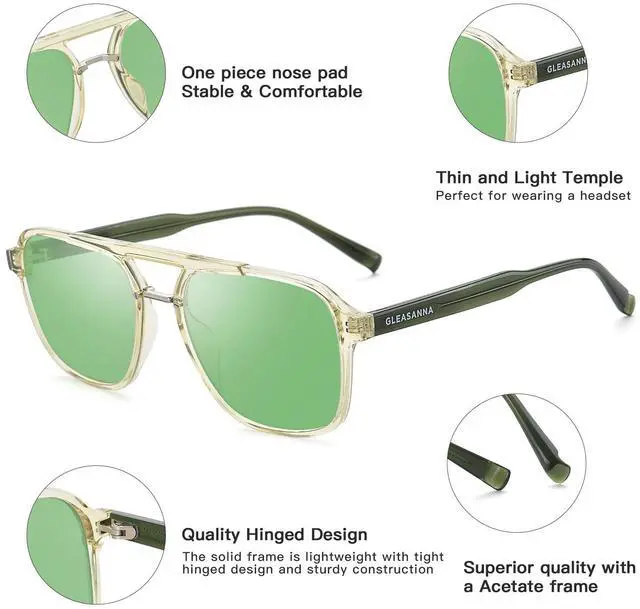 Alt view image 3 of 5 - GLEASANNA Sleep Glasses for 99.9% Blue Light Glasses Dual AR Coatings Green Lens for Computer Gaming Reduce Eyestrain