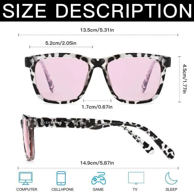 Alt view image 4 of 5 - GLEASANNA 99.9% Blue Light Glasses for Woman Sleep Computer Gaming Glasses - Anti Eyestrain and UV400 Glare Protection