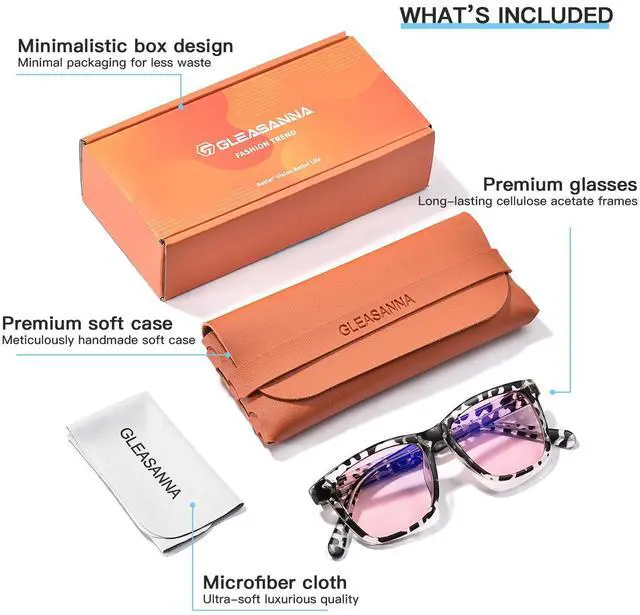 Alt view image 5 of 5 - GLEASANNA 99.9% Blue Light Glasses for Woman Sleep Computer Gaming Glasses - Anti Eyestrain and UV400 Glare Protection