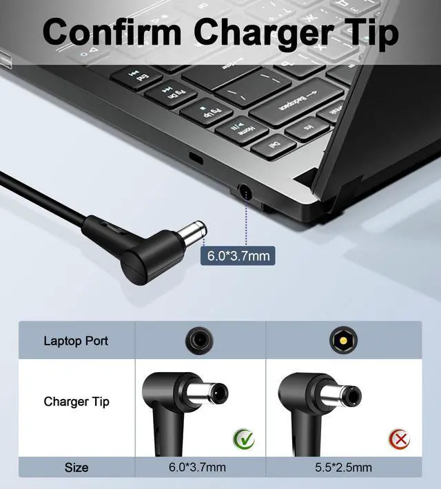 Alt view image 2 of 5 - 240W 6.0x3.7mm Laptop Charger Compatible with ASUS ROG Zephyrus G14 G15 G16 M16 S15 S17 ROG Strix G15 G513IE G17 TUF A15 F15 A17 FX707 FX707ZM
