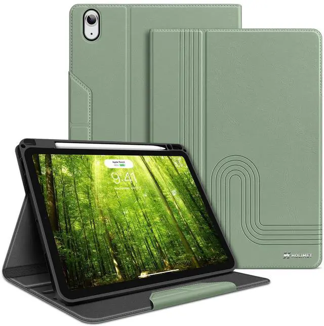 Main image of H HOLIMET Case for iPad Air 11 inch M3 2025 2024/iPad Air 5th Generation 2022/iPad Air 4th Generation 2020 10.9 Inch with Pencil Holder Shockproof Protective Cover for iPad Air 6/5/4 Vegan Leather