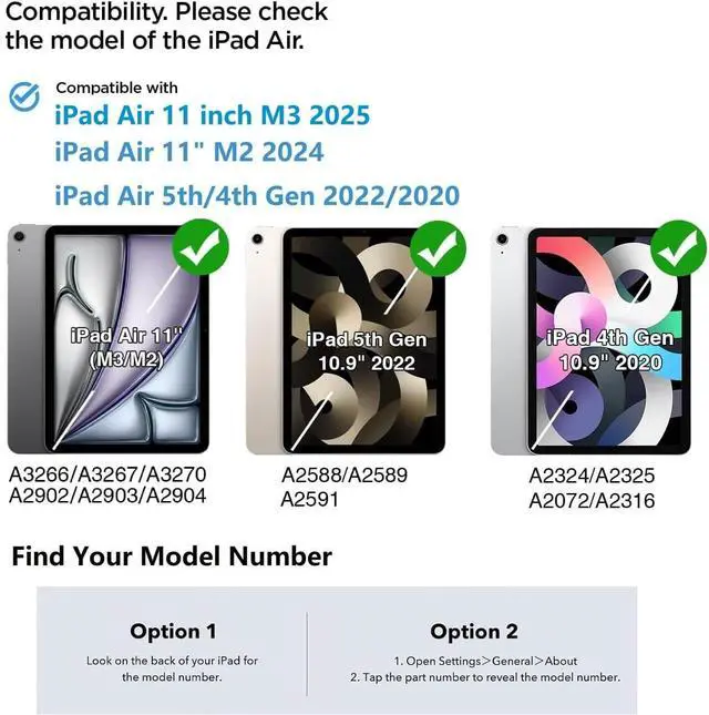 Alt view image 2 of 5 - H HOLIMET Case for iPad Air 11 inch M3 2025 2024/iPad Air 5th Generation 2022/iPad Air 4th Generation 2020 10.9 Inch with Pencil Holder Shockproof Protective Cover for iPad Air 6/5/4 Vegan Leather
