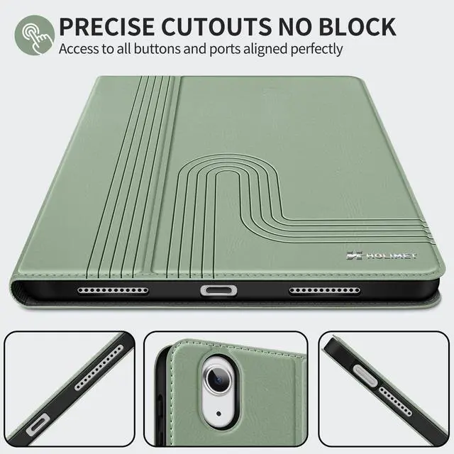 Alt view image 3 of 5 - H HOLIMET Case for iPad Air 11 inch M3 2025 2024/iPad Air 5th Generation 2022/iPad Air 4th Generation 2020 10.9 Inch with Pencil Holder Shockproof Protective Cover for iPad Air 6/5/4 Vegan Leather
