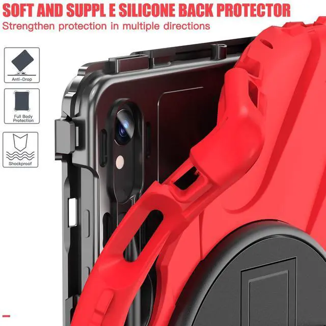 Alt view image 4 of 5 - HDAYM for Samsung Tablet S9 Case,with Rotating Stand,Shoulder Strap,Pencil Holder,Sturdy Heavy Duty Full Body Shockproof Protective Cover for Samsung Tablet s8 s7 s9 fe