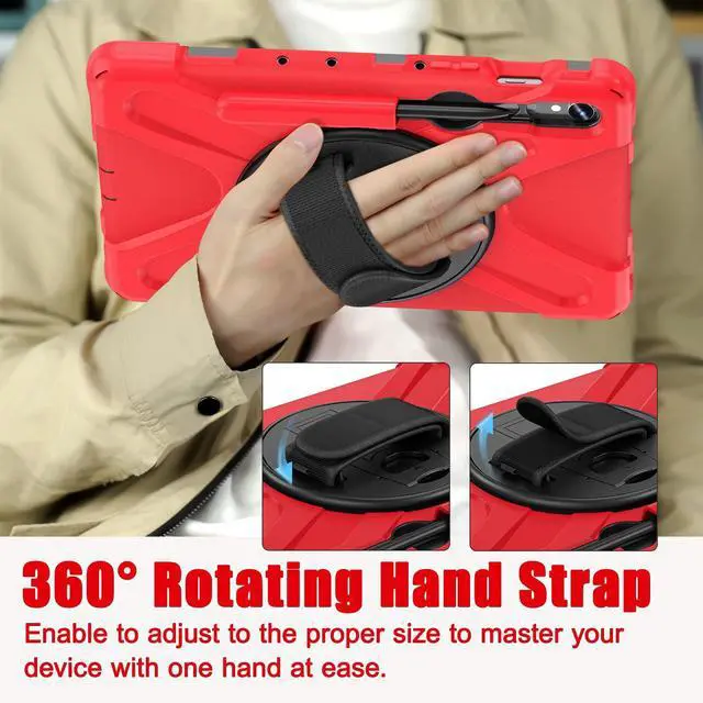 Alt view image 5 of 5 - HDAYM for Samsung Tablet S9 Case,with Rotating Stand,Shoulder Strap,Pencil Holder,Sturdy Heavy Duty Full Body Shockproof Protective Cover for Samsung Tablet s8 s7 s9 fe