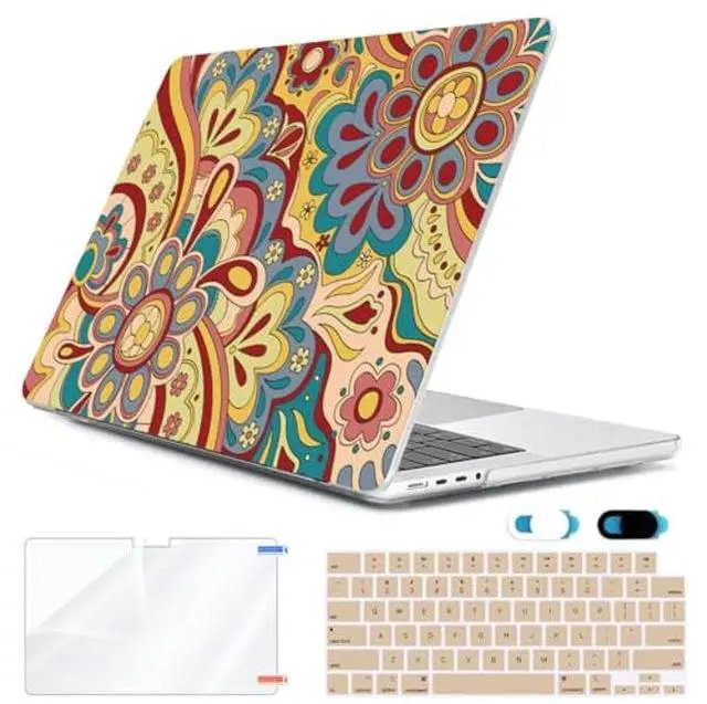 Main image of HOHAIYOO Compatible with MacBook Pro 16 inch Case 2024 2023 2022 2021 Release M4 A3186 A3403 M3 A2991 M2 A2780 M1 A2485, Hard Case Shell+Keyboard Cover+Screen Protector+Webcam Cover, Curved Doodle