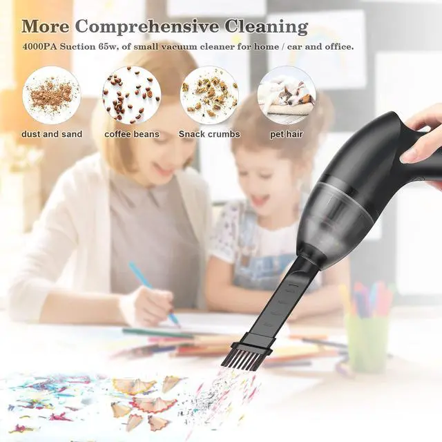 Alt view image 2 of 5 - HONKYOB Mini Vacuum Cleaner-Rechargeable,Cordless,Desk Vacuum Cleaner for Dust,Hair,Crumbs,Car,Sewing Machine (H043)