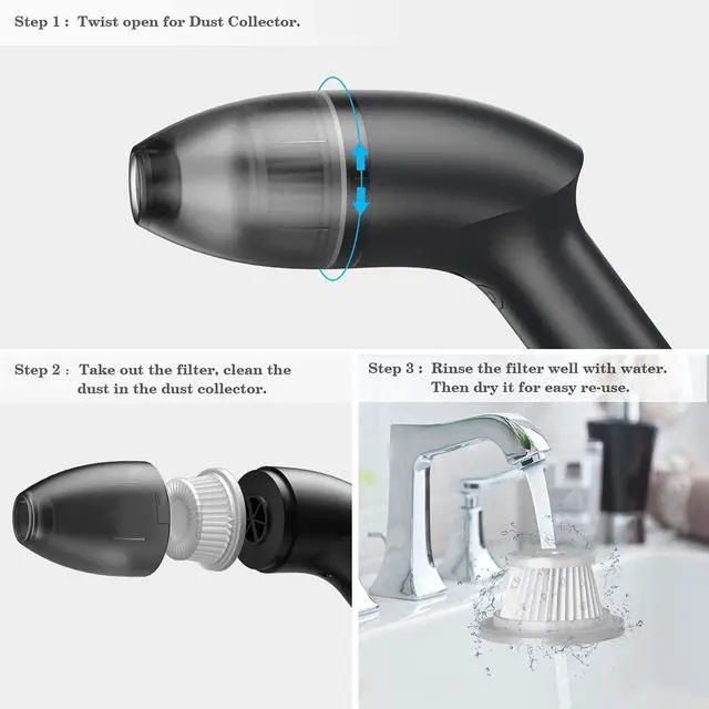 Alt view image 4 of 5 - HONKYOB Mini Vacuum Cleaner-Rechargeable,Cordless,Desk Vacuum Cleaner for Dust,Hair,Crumbs,Car,Sewing Machine (H043)