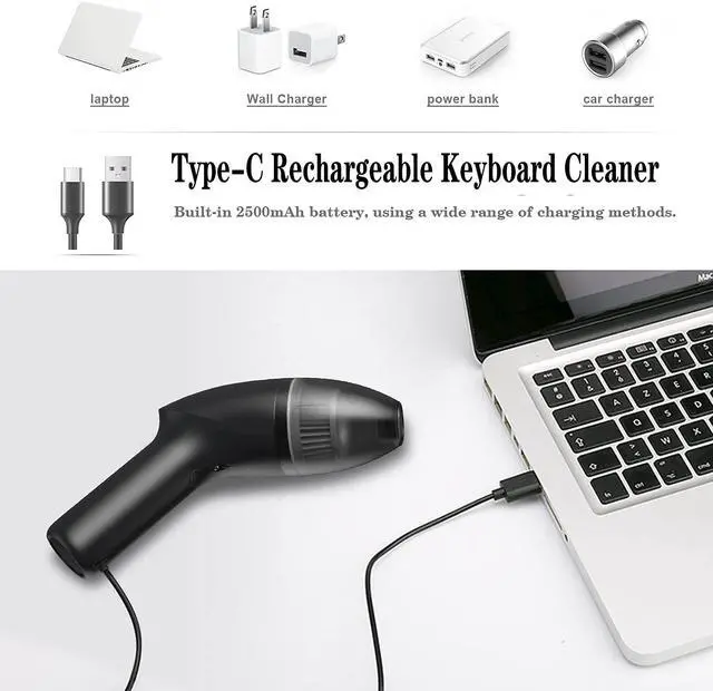 Alt view image 5 of 5 - HONKYOB Mini Vacuum Cleaner-Rechargeable,Cordless,Desk Vacuum Cleaner for Dust,Hair,Crumbs,Car,Sewing Machine (H043)