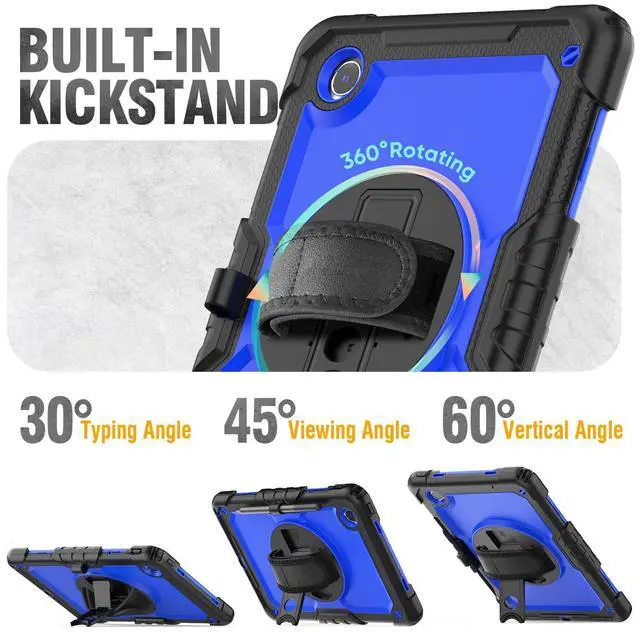 Alt view image 4 of 5 - HXCASEAC Case for Lenovo Tab M11/K11 LTE 11 with Screen Protector/Pen Holder/Rotating Hand Strap/Stand, Protective M11 Tablet Case (TB-330FU/TB-330XU) Cover 2024, Blue