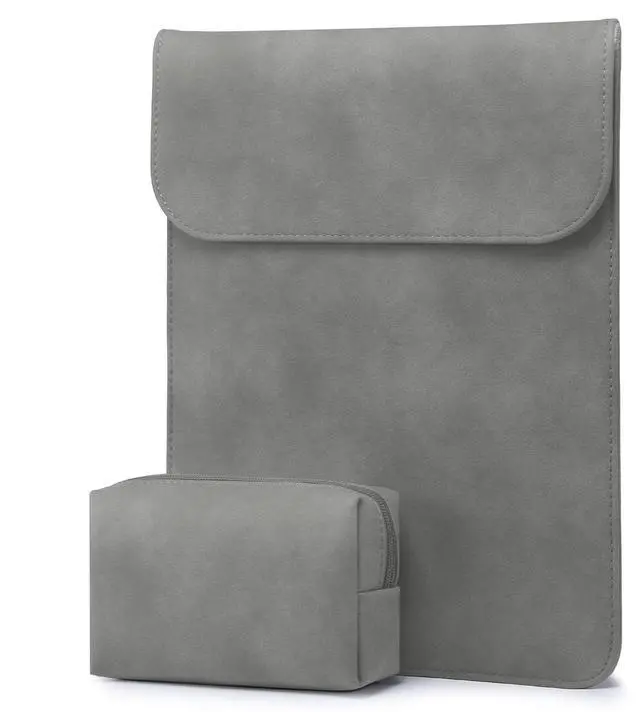 Main image of HYZUO 15-16 Inch Laptop Sleeve for MacBook Pro 16 M4/M3/M2/M1 A3403 A3186 A2991 A2780 2025-2019, MacBook Pro 15 2015-2012 A1398, XPS 15, Faux Suede Leather Case with Accessory Bag, Dark Gray