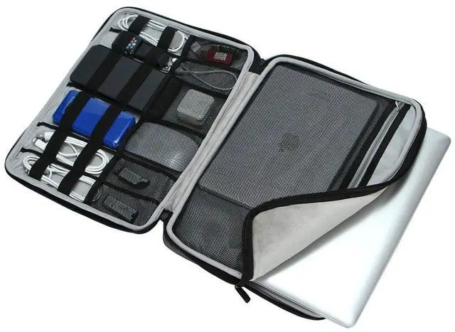 Alt view image 3 of 5 - iCozzier 13-13.3 Inch Handle Electronic Accessories Strap Laptop Sleeve Case Bag Protective Bag for 13" MacBook Air/MacBook Pro/Pro Retina Cover-Black