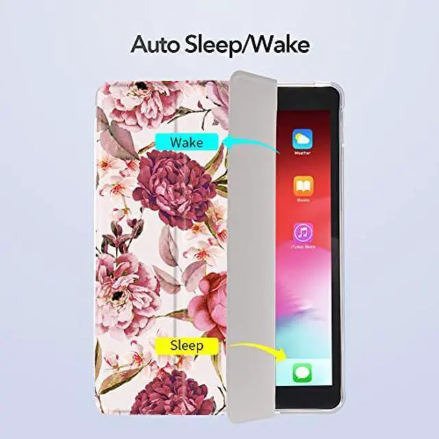 Alt view image 3 of 5 - Idocolors Red Rose Flower Pad Case for 10.5" iPad Pro 2017/iPad Air 3 Cute Flower Girly Anti-Scratch Shockproof with Pencil Holder Lightweight Smart Trifold Stand Case(Model Number:A1701 A1709 A1852)