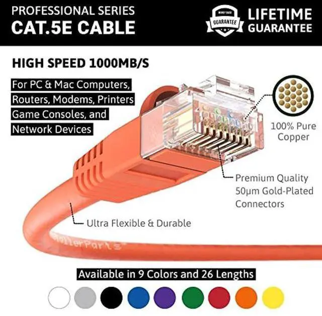 Alt view image 2 of 5 - InstallerParts (10 Pack Ethernet Cable CAT5E Cable UTP Booted 10 FT - Orange - Professional Series - 1Gigabit/Sec Network/Internet Cable, 350MHZ