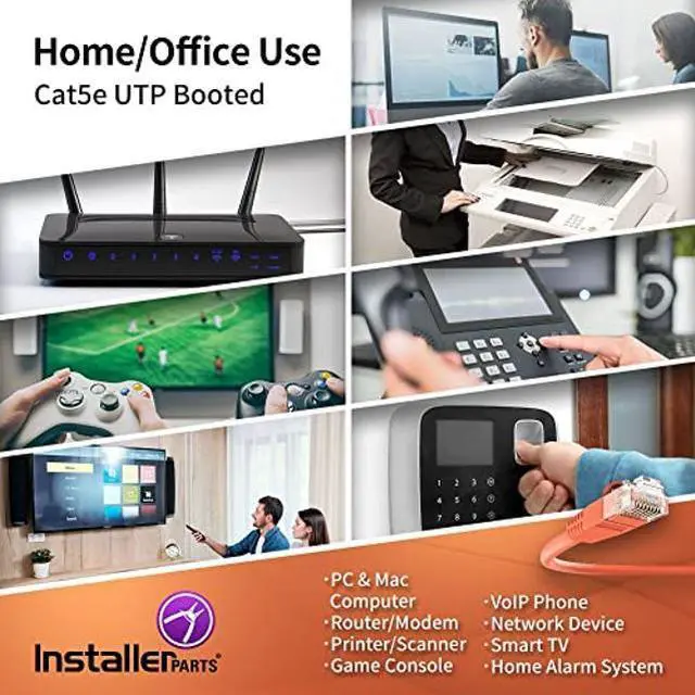 Alt view image 5 of 5 - InstallerParts (10 Pack Ethernet Cable CAT5E Cable UTP Booted 10 FT - Orange - Professional Series - 1Gigabit/Sec Network/Internet Cable, 350MHZ