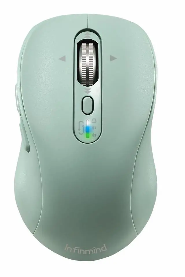 Alt view image 3 of 5 - INFINMIND Wireless Bluetooth Green Mouse Rechargeable+Wireless Bluetooth Black Mouse with 1 Battery,Multi Device Ergo Computer Mouses,4-Way Super Scrolling,+- 3000 DPI,8-10 Buttons,Plug&Play,Quiet