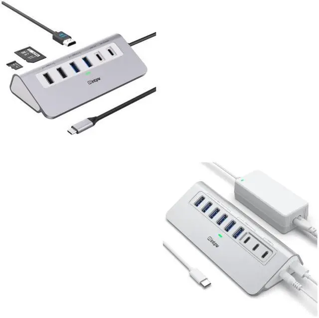 Main image of USB C Hub, 9-in-1 USB C Hub Multiport Adapter with 4K HDMI, PD 100W, 9-Port USB 3.2/USB C Hub with 10Gbps, 65W Power Adapter and 3.3FT Cable, Aluminum USB Hub for Laptop, iPhone 16/15, PC