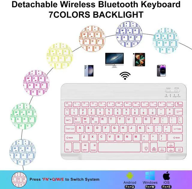Alt view image 3 of 5 - IVEOPPE for iPad Air 11-inch(M3 2025/ M2 2024) Air 5th/4th Gen Case with Keyboard-7 Color Backlit, Detachable Wireless Bluetooth Keyboard, Auto Wake/Sleep, Portable Rechargeable,Pink,Backlit