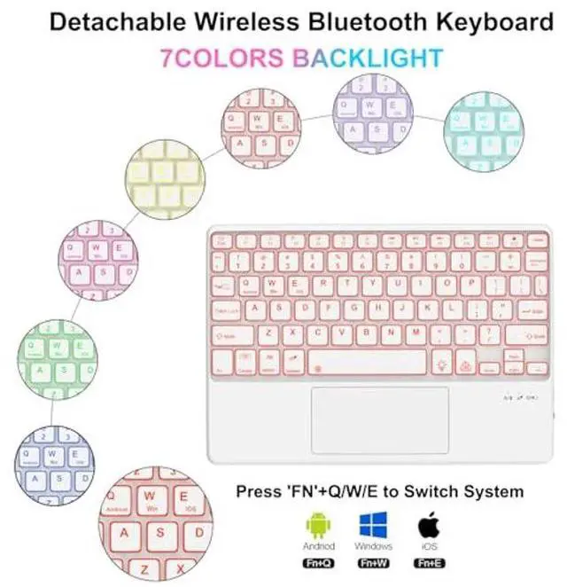Alt view image 3 of 5 - for iPad Keyboard case 9.7 inch, iPad 6th Gen (2018), iPad 5th Gen (2017), iPad Air 2 (2014), Multi-Touch Trackpad, Detachable Backlit Folio Keyboard Slim Cover with Pencil Holder,Rose Gold