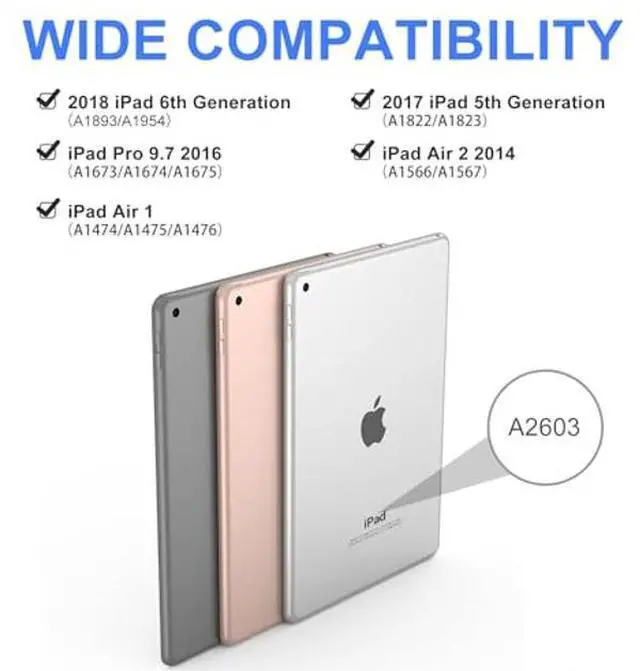 Alt view image 2 of 5 - for iPad Keyboard case 9.7 inch, iPad 6th Gen (2018), iPad 5th Gen (2017), iPad Air 2 (2014), Multi-Touch Trackpad, Detachable Backlit Folio Keyboard Slim Cover with Pencil Holder,Rose Gold