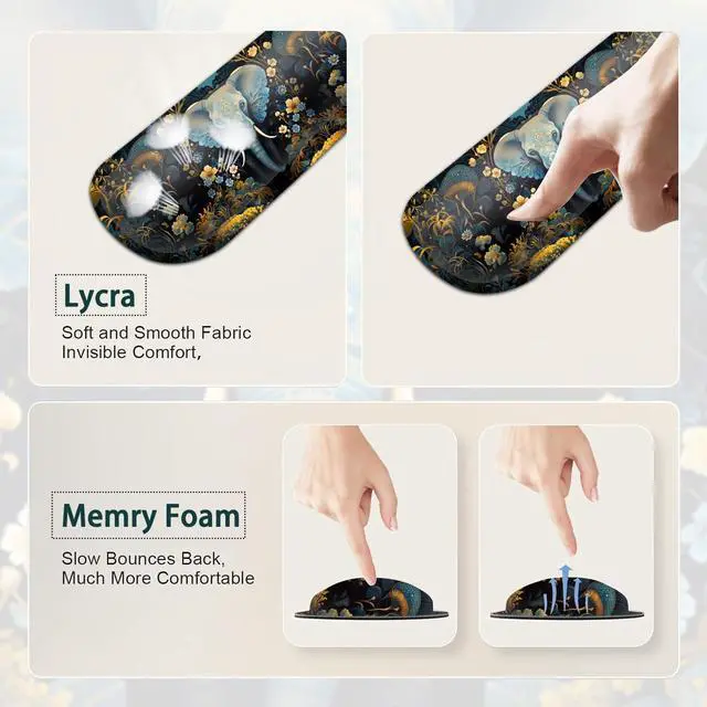 Alt view image 4 of 5 - JVGFYNKL Large Gaming Mouse Pad Set, Ergonomic Memory Foam Keyboard Wrist Rest Support + Mouse Wrist Rest + Extended Desk Mat with Non-Slip Rubber Base, The Golden Elephant Pattern Desk Pad