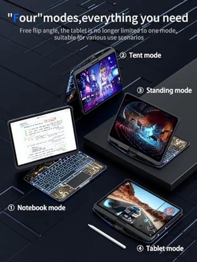 Alt view image 3 of 5 - KARTICE Transparent 360 Keyboard Case with Wireless Keyboard for iPad Pro 13 2024 13 inch, Multi-Touch Trackpad, 7 Color Backlight, 360deg Rotating Stand with Pencil Holder for iPad Pro 13