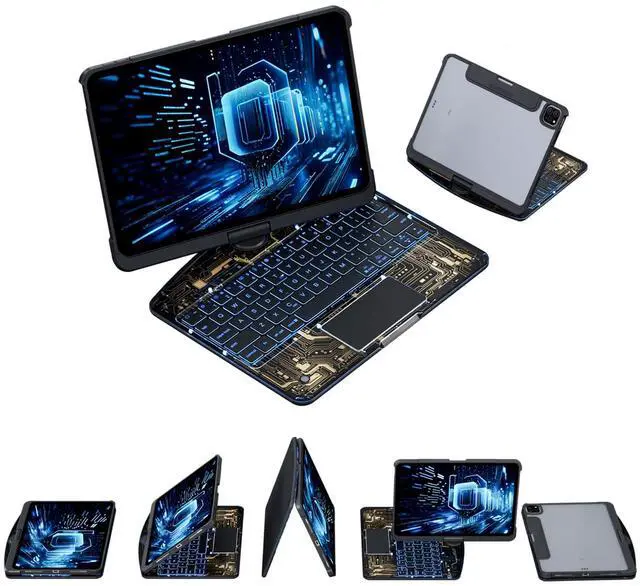 Main image of KARTICE Transparent 360 Keyboard Case with Wireless Keyboard for iPad Pro 13 2024 13 inch, Multi-Touch Trackpad, 7 Color Backlight, 360deg Rotating Stand with Pencil Holder for iPad Pro 13