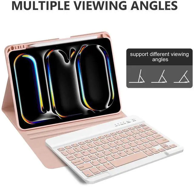 Alt view image 4 of 5 - KBCASE Keyboard Case for iPad Pro 11-inch (M4) 2024, Detachable Bluetooth Keyboard Case with Pencil Holder for iPad Pro 11 inch 2024 (Pink)