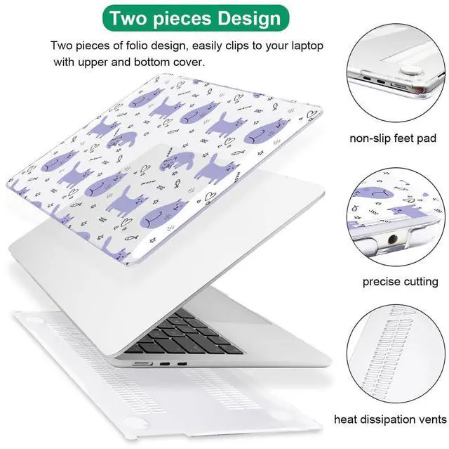 Alt view image 3 of 5 - LCMOCICO Case Compatible with MacBook Air 13.6 inch 2025 2024 2023 2022 M4 M3 M2 A3113 A2681 A3240 Cover with Liquid Retina Display Touch ID,Pattern Plastic Hard Shell for Mac Air M4, Cute Cat & Fish
