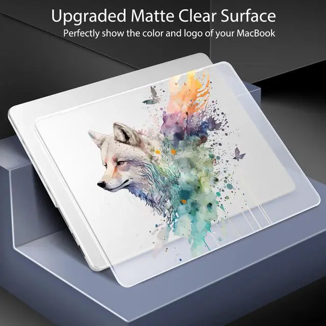 Alt view image 3 of 5 - Lepeoac for MacBook Pro 14 Inch 2024 2023 2022 2021 Release M4 A3112 A3401 A3185 M3 A2918 A2992 M2 A2779 M1 A2442 Pro/Max Chip, Plastic Hard Shell Case with Keyboard Cover, Wolf